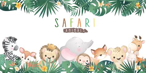 cute safari animal clipart set  watercolor illustration etsy