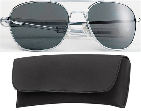 chrome military 52mm air force pilots aviator sunglasses with case