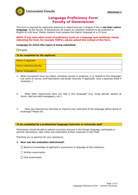 language proficiency form