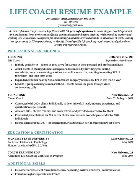 life coach resume examples template  skills  list