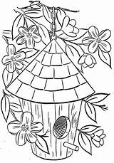 Colouring Birdhouse Houses Riscos Speechfoodie Bonnie Freetime Florais Coloringhome Napping Digi sketch template
