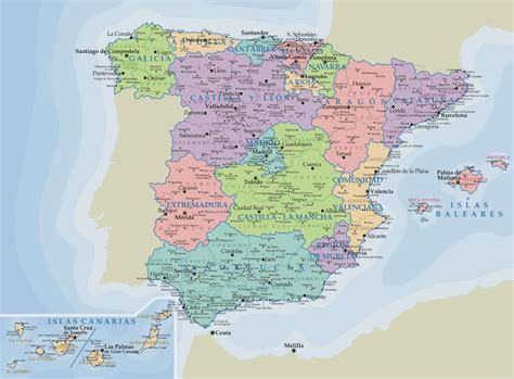 mapa politico espana  ciudades  principales pueblos