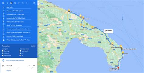 roadtrip hak van italie route kaart en bezienswaardigheden puglia