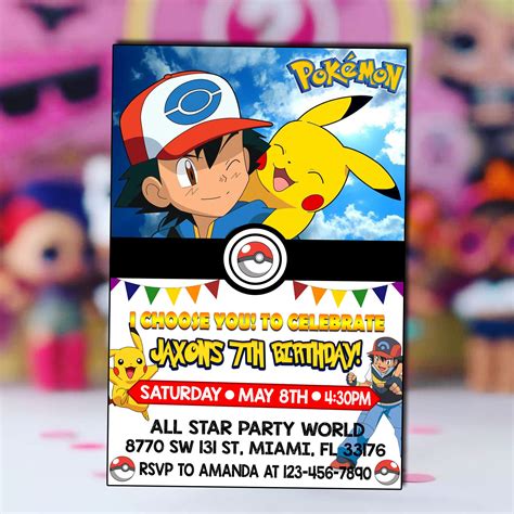pokemon birthday invitation invitation  kids digital etsy