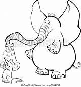 Elephant Mouse Coloring Book Illustration Clipart Vector Drawing sketch template