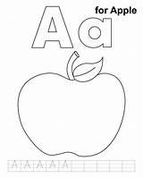 Apple Coloring Letter Pages Printable Kids Aa Preschool Alphabet Practice Colouring Handwriting Sheets Worksheets Activities Letters Color Writing Craft Book sketch template