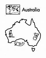 Australia Coloring Map Continent Continents Kids Pages Printable Geography Color Colouring Asia Africa Outline Australian Globe Seven Flag Getcolorings Kindergarten sketch template