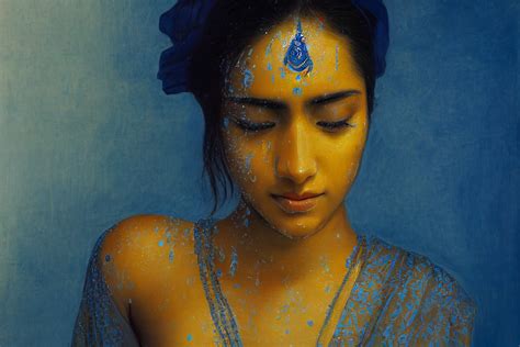 Prompthunt Young Female Isha Brahmachari Wearing Blue Loose Open Robe