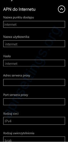 konfiguracja internetu orange  windows phone apn settings