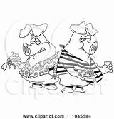 Hogs Cartoon Pigging Two Outline Royalty Illustration Rf Clipart Clip Toonaday Pig sketch template