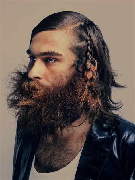 beautiful full thick bushy beard mustache long hair braids