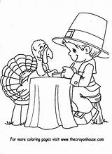Coloring Pages Thanksgiving Pilgrim Color Turkey Printable Boy sketch template