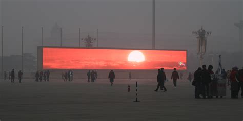 beijing watches fake sunrise  video screen  smog emergency  huffpost