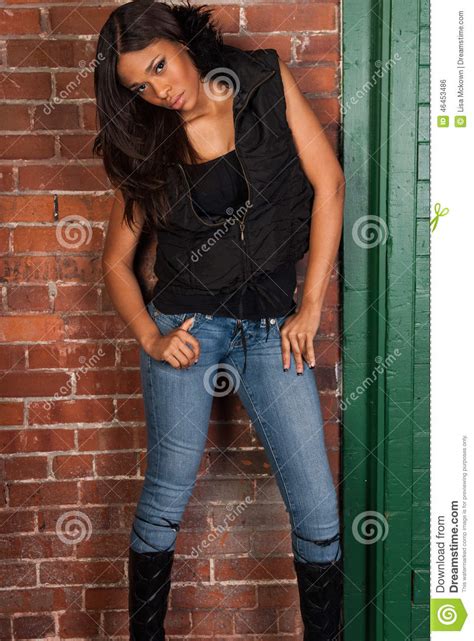 Beautiful African American Black Woman Wearing Casual