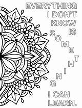 Coloring Pages Colouring Mandala Printable Positive Inspirational Adult Mindset Growth Quote Quotes Color Word Kids Adults Print Etsy School Pattern sketch template