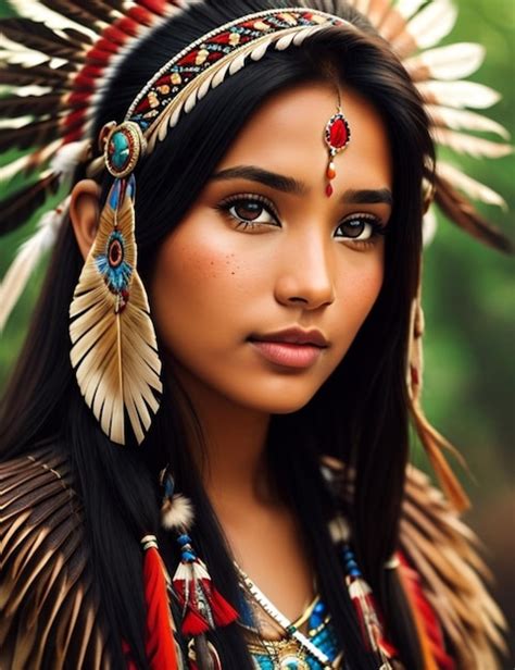 Premium Ai Image Young Native American Woman