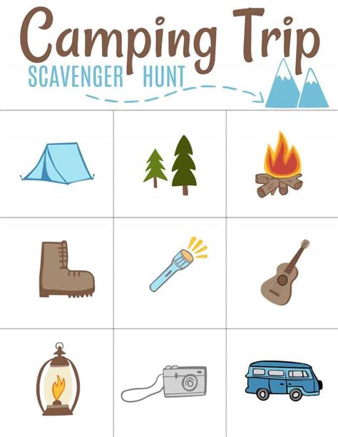 camping scavenger hunt printable family budgeting