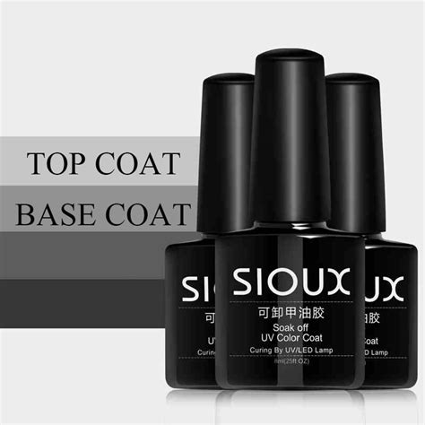 2pcs Lots Sioux Base Top Coat 8ml Nail Art Soak Off Color Uv Dry