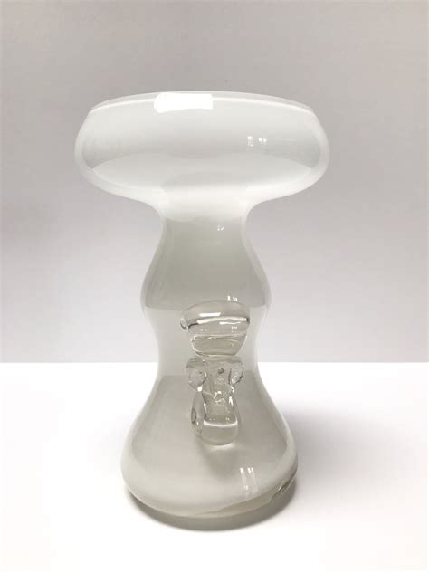 Vintage Hand Blown White Glass Vase Curvy Glass Vase With Etsy
