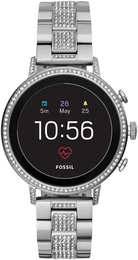 fossil damen digital smart  armbanduhr mit edelstahl armband