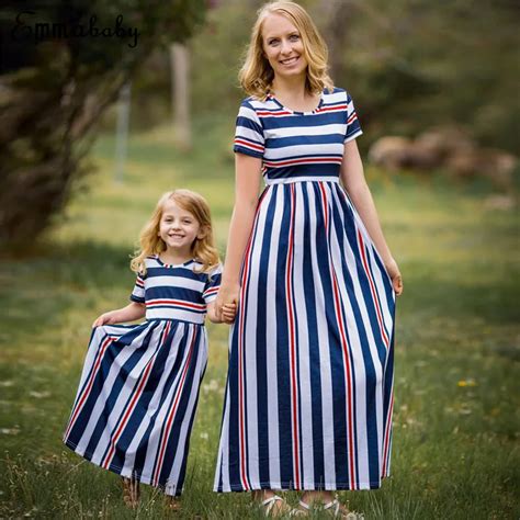 summer family matching outfits mother daughter dresses short sleeve beach dress kids parent