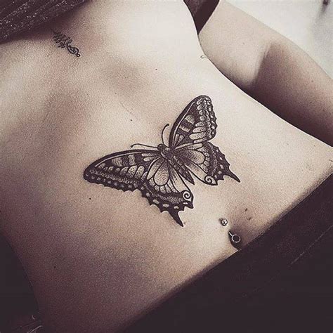 Butterfly Tattoo On The Stomach And Unalome On The In 2020 Stomach