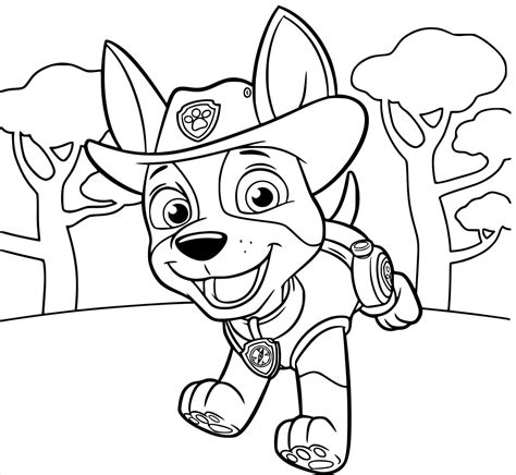 paw patrol tracker coloring pages  getcoloringscom  printable