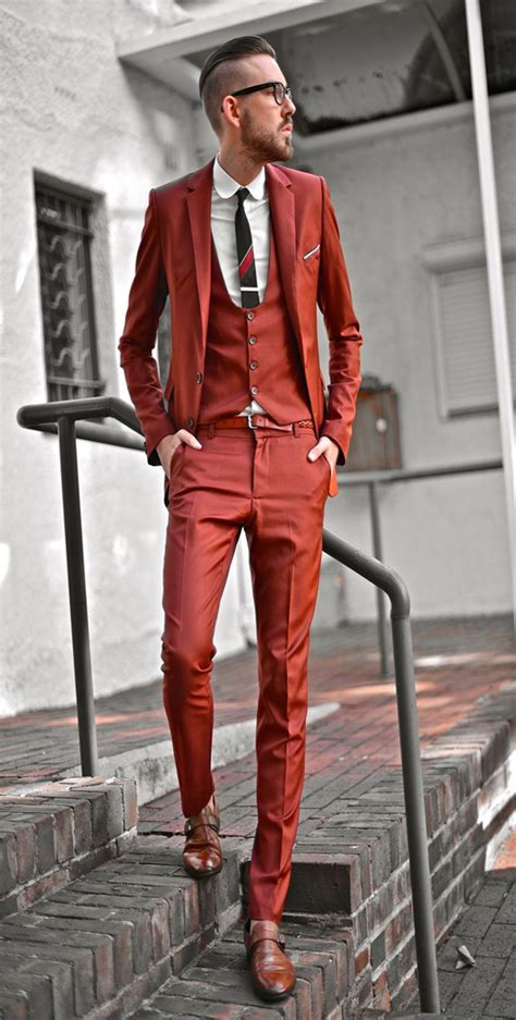 red suit mens fashion magazine