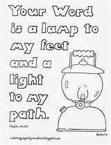 Coloring Psalm Lamp Feet Pages Kids 119 Word 105 School Sunday Bible Unto Sheet Kid Printable Children Verse Adron Sheets sketch template