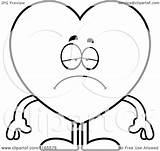 Mascot Depressed Suit Heart Card Clipart Cartoon Thoman Cory Outlined Coloring Vector 2021 sketch template