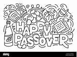 Pesach Passover Hebrew Doodle sketch template