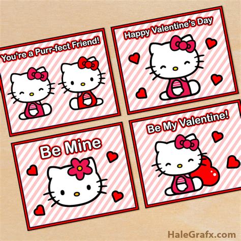 printable  kitty valentines