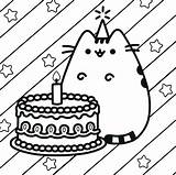 Pusheen Coloring Pages Cat Birthday Kids sketch template