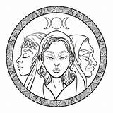 Goddess Wicca Crone Hekate Maiden Symbols Witchcraft Phases Mythology Göttin Mondphasen Alte Mutter Mythologie Hexerei Mädchen Dreifache Schönheit sketch template