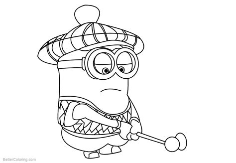 minion coloring pages play golf  printable coloring pages