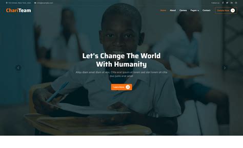 chariteam  responsive bootstrap nonprofit website template