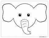 Elephant Coloring Ears Clipart Printable Face Head Mask Pages Easy Template Drawings Elephants Bunny Ear Cute Colouring Cartoon Color Animal sketch template