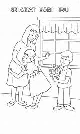 Mewarnai Ibu Hari Selamat Keluarga Pemandangan Lucu Objek Tk sketch template