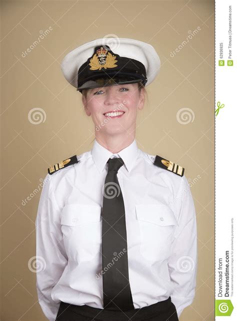 Standing To Attention A Female Naval Officer Stock Image