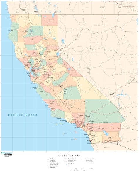 california wall map  counties  map resources mapsales
