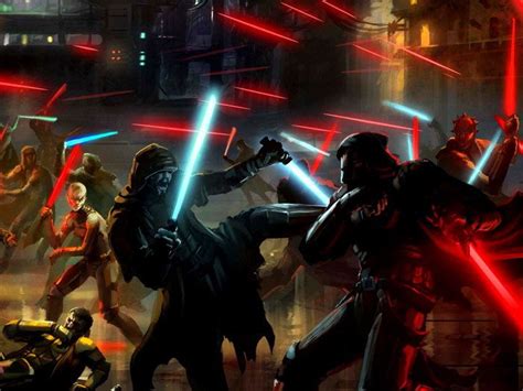 Star Wars Jedi Vs Sith Fight Lightsabers Art 32x24 Print