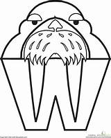 Alphabet Animal Coloring Letter Pages Walrus Color Letters Worksheets Choose Board Signs Read Stop Drawings Shesaved sketch template