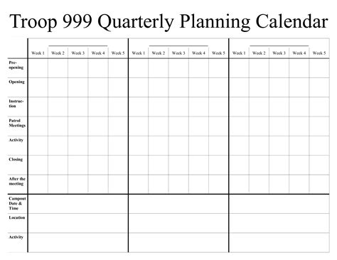 quarterly calendar  templates  allbusinesstemplatescom