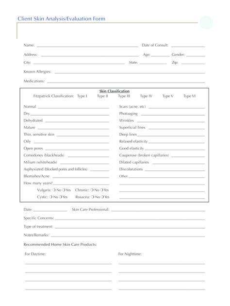skin analysis form    fill  sign printable template