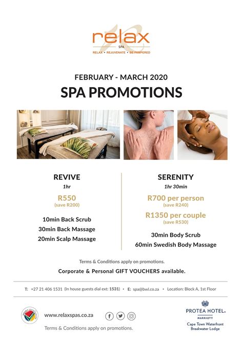 relax  room spas spa suites  cape town monthly spa specials