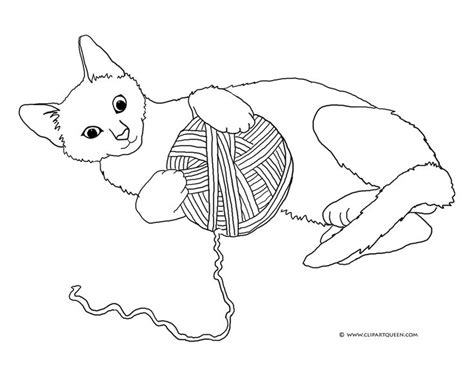 cat playing  yarn cat coloring page cat coloring book coloring