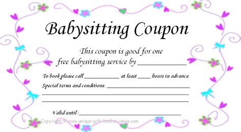 blank babysitting card template design images printable