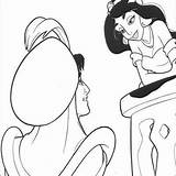 Coloring Aladdin Pages Jasmine Princess Disney sketch template