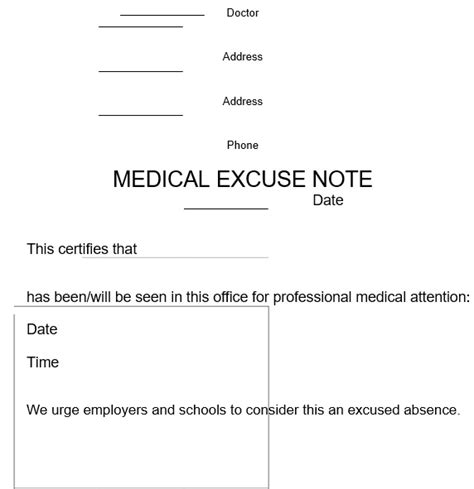 medical doctor note template   word excel  format