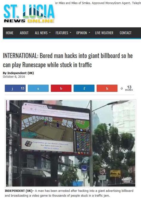 bored man hacks  giant billboard    play runescape